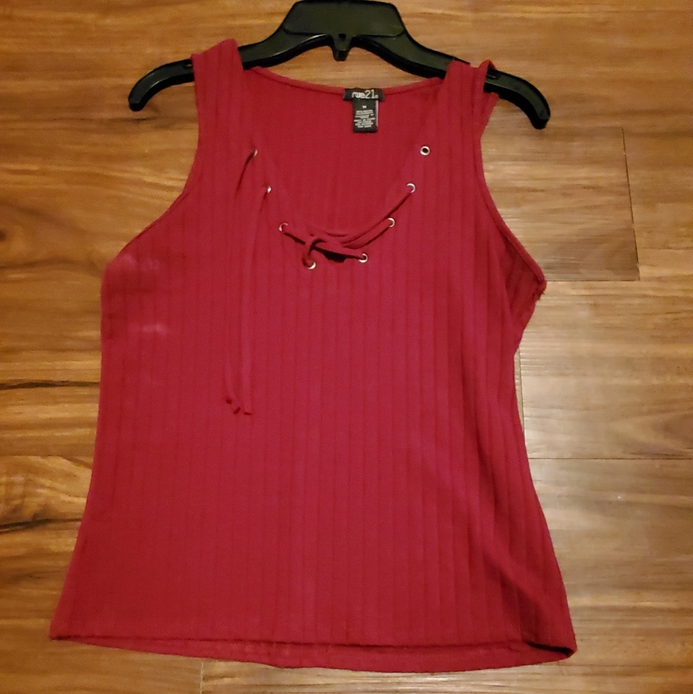 Maroon/Red Tank Top with lace